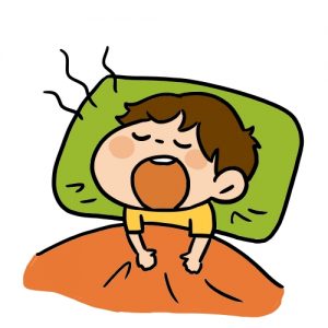 子どもがいびきをかいて寝ているイラスト