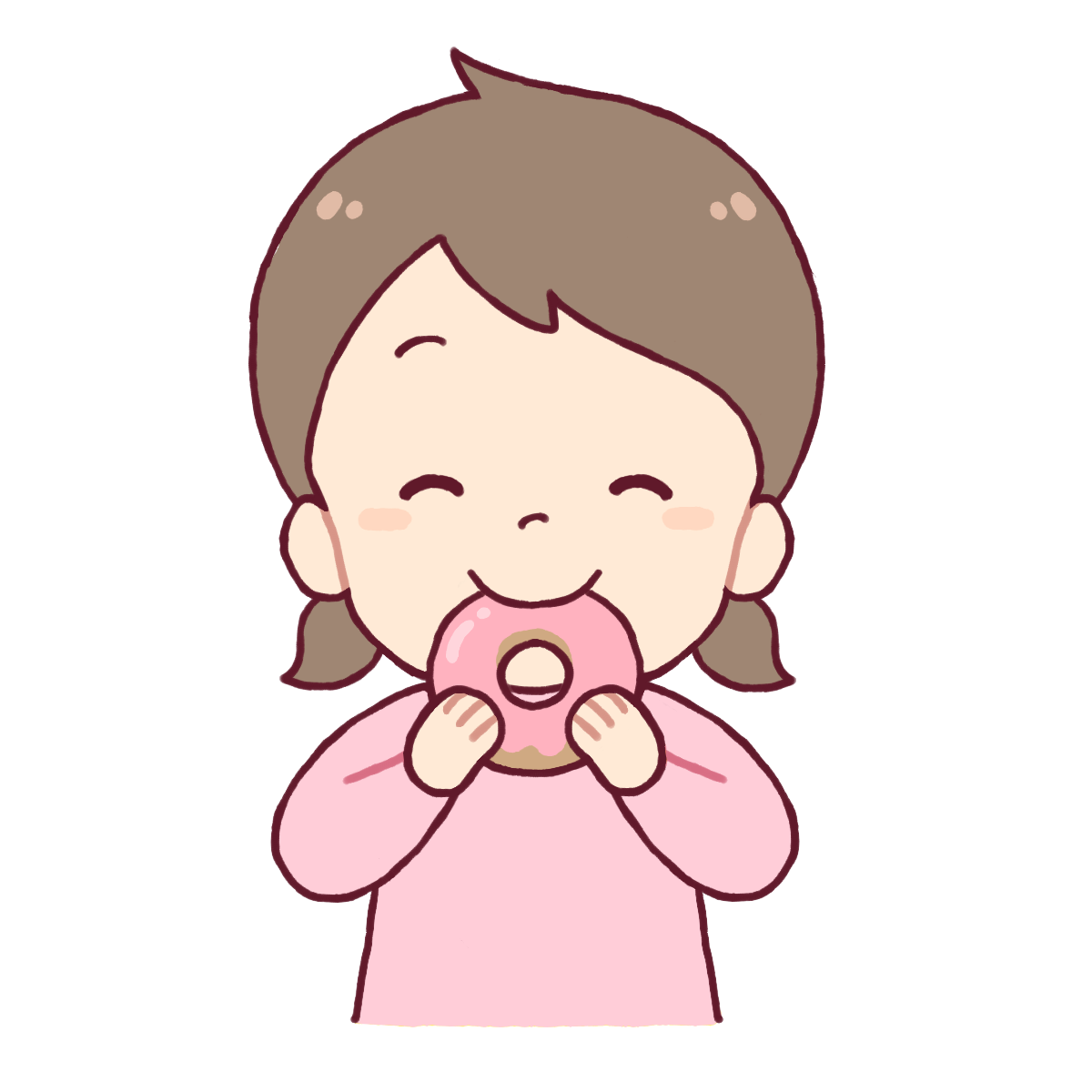 女の子がおやつをたべているところ